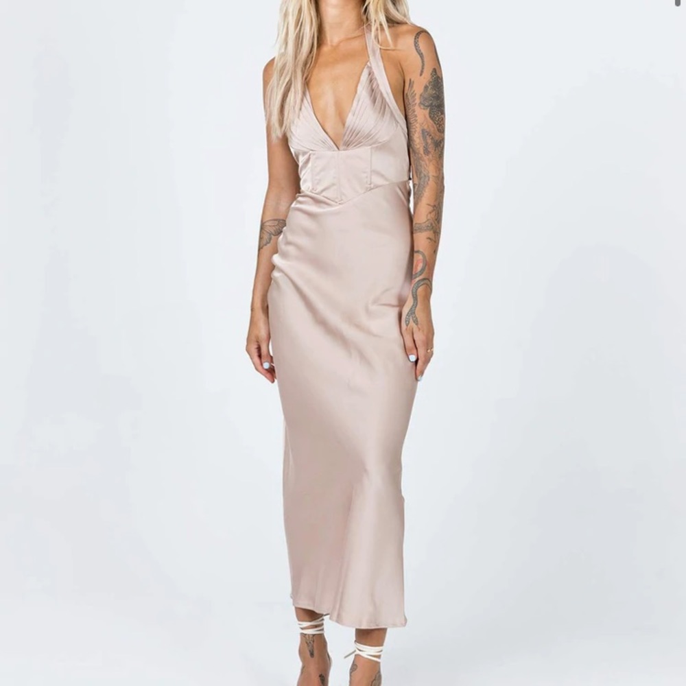 NWOT - Princess Polly Champagne Long Dress